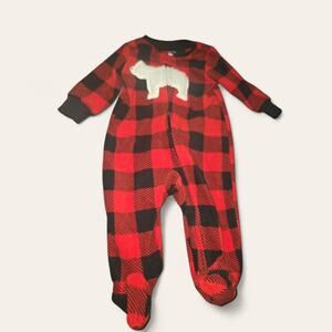 Carter's Zipper Red Plaid Baby Pj Size 3 Months